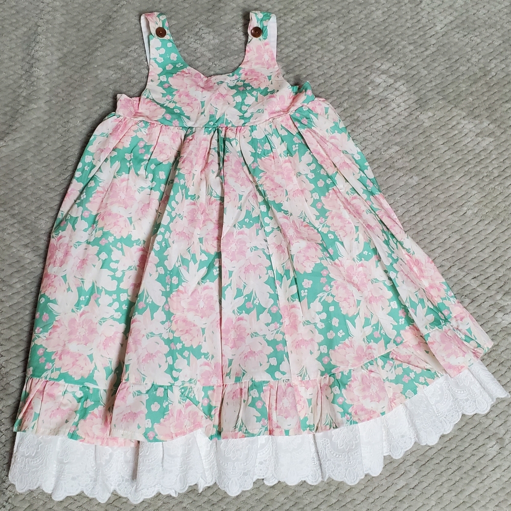 Floral Dress with Lace Trim